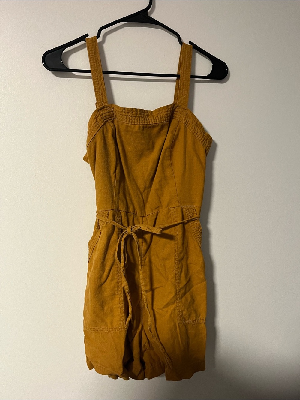 Old Navy Mustard Yellow Kids One-Piece Romper with Tie Waist
